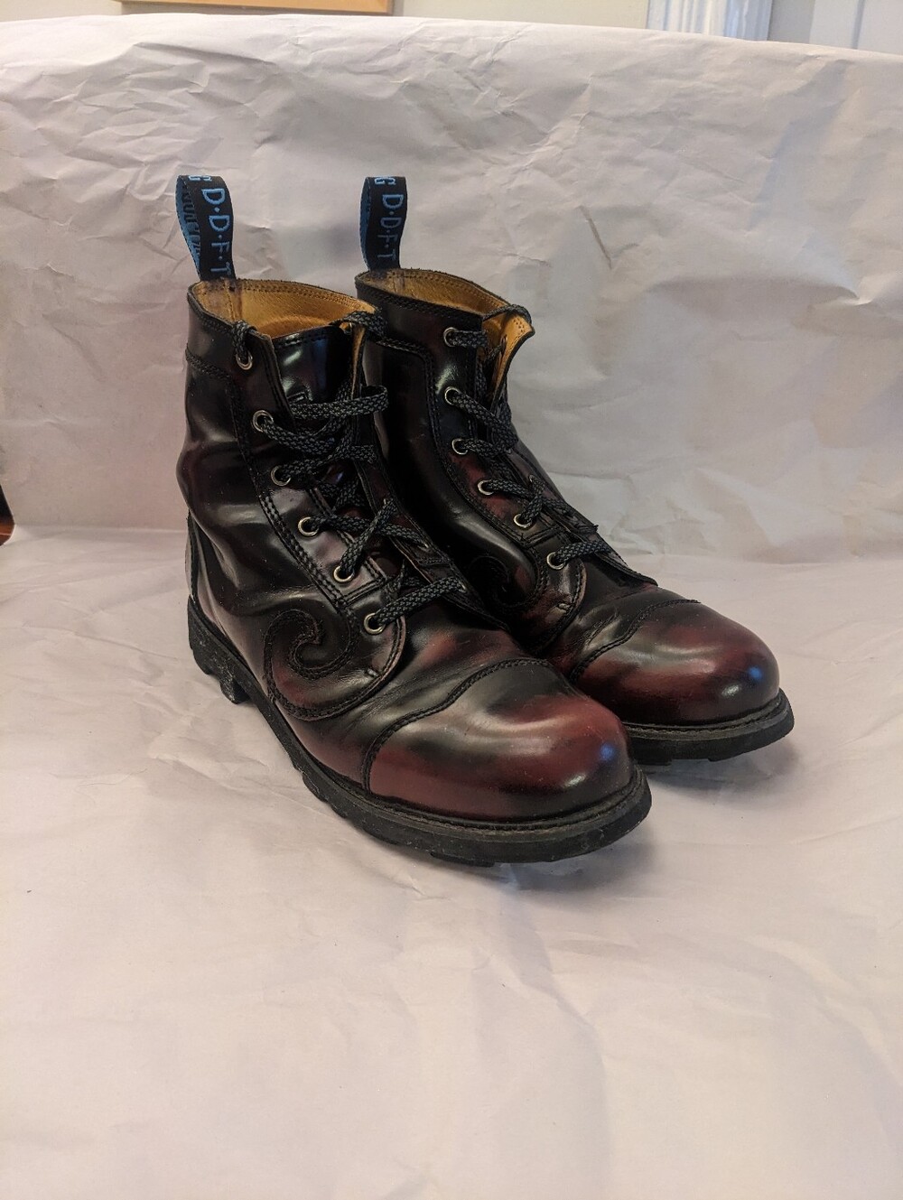 John Fluevog 7th Heaven DERBY SWIRL (6 Eye) Boots - Size M9/W11 - $499 Retail